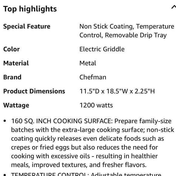 Chefman Electric Griddle - Picture 7 of 8